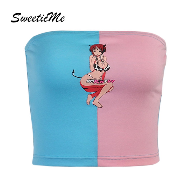 Áo Ống Hở Lưng In Họa Tiết Hoạt Hình Dễ Thương Quyến Rũ Cho Nữ 2021