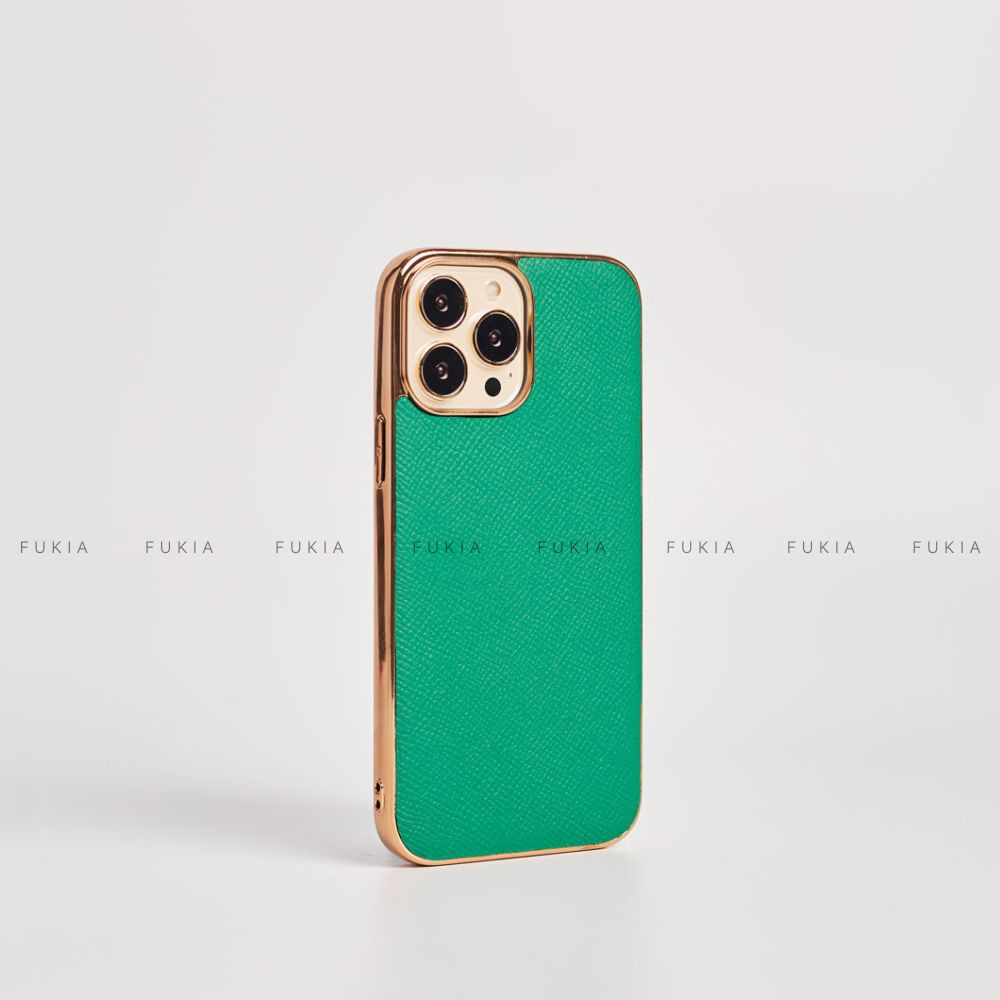 Ốp da thủ công Epsom Viền Gold dành cho IPhone 14/14Plus/14Pro/14Promax/13/13Pro/13Promax/12/12Pro/12Promax ODTC104
