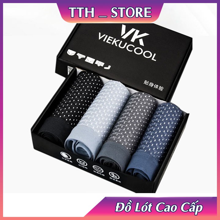 Hộp 4 quần sịp đùi boxer thông hơi cao cấp dành cho nam VEIKUCOOL TT101