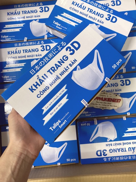 Khẩu trang 3d tulips hàng công ty chính hãng có dập logo sử dụng công nghệ nhật