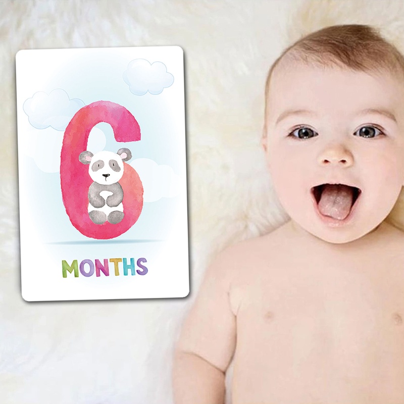 Set 12 Tấm Thẻ Đánh Dấu Cột Mốc Phát Triển Theo Tháng Cho Bé