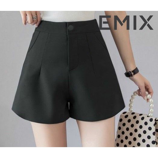 Quần short nữ cạp cao 04 EMIX (3 màu), cạp cao, bo eo, dáng ngắn 35cm, ống hơi rộng, có túi chéo, chất tuyết mưa mềm mịn | BigBuy360 - bigbuy360.vn