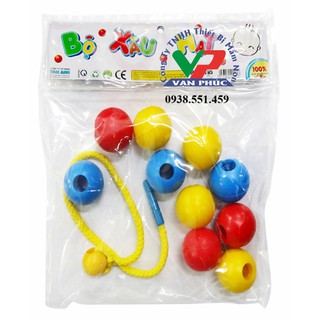 Đồ chơi xâu dây, xâu hạt bằng gỗ trò chơi giáo dục