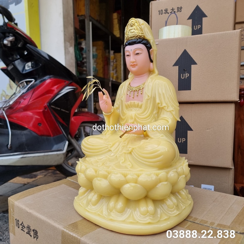 Tượng Quan Âm đá  12in cao 30cm loại 1 rất đẹp