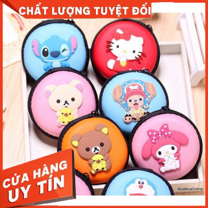 [FREE SHIP] Bóp Đựng Tai Nghe, Dây Cáp Sạc Tròn Hình Thú