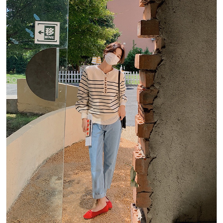 Áo len SUXI tay dài dáng rộng phong cách Hàn Quốc thời trang mùa thu cho nữ