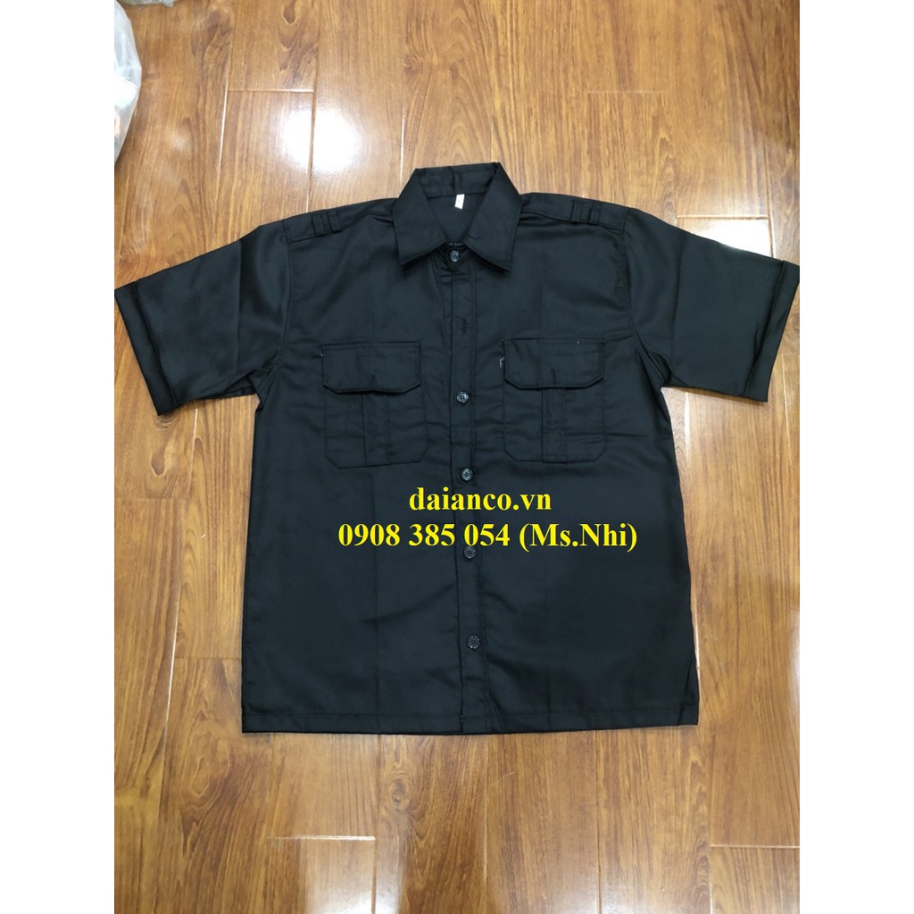Áo vệ sĩ màu đen vải kaki 65/35 thấm hút mồ hôi- Hình thật, có sẵn
