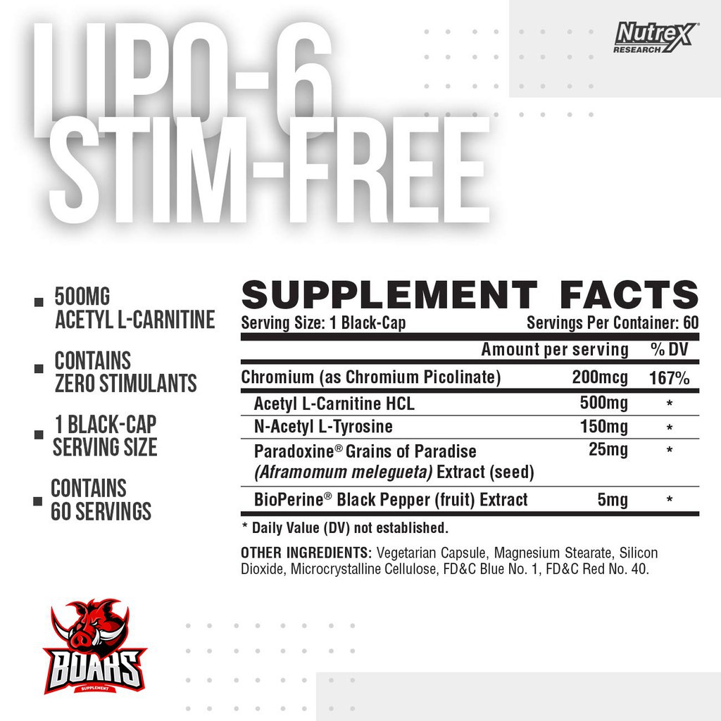 LIPO6 BLACK STIM FREE - ĐỐT MỠ KHÔNG CHỨA CAFFEINE