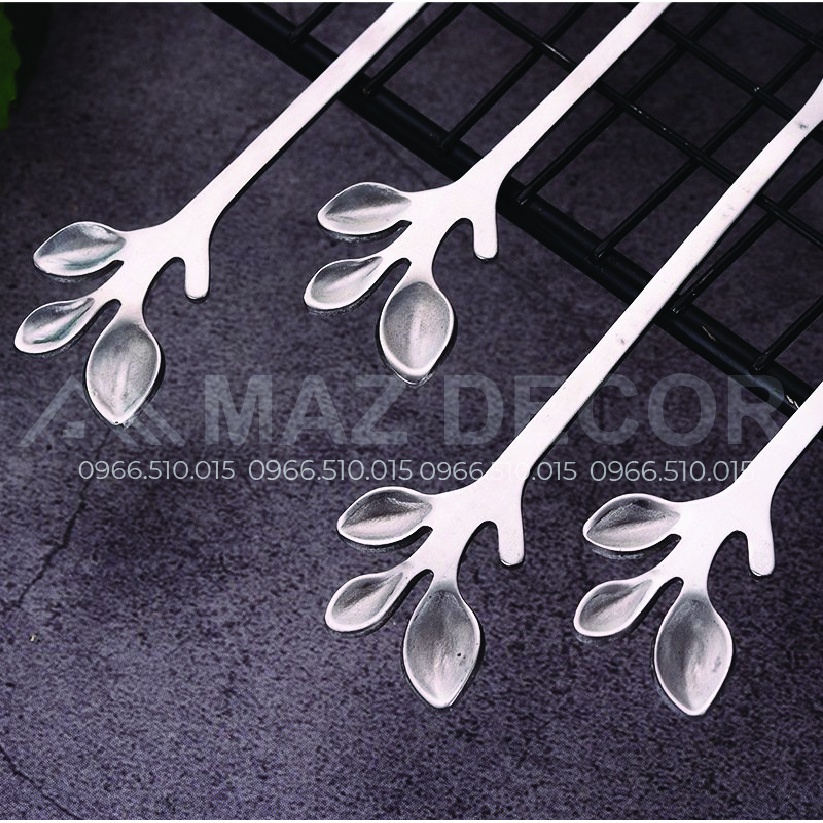 SALE GIÁ XƯỞNG Thìa nĩa dĩa ăn decor hình lá rĩa lá phong cách Vintage hoàng gia tân cổ điển tạo hình 3 lá