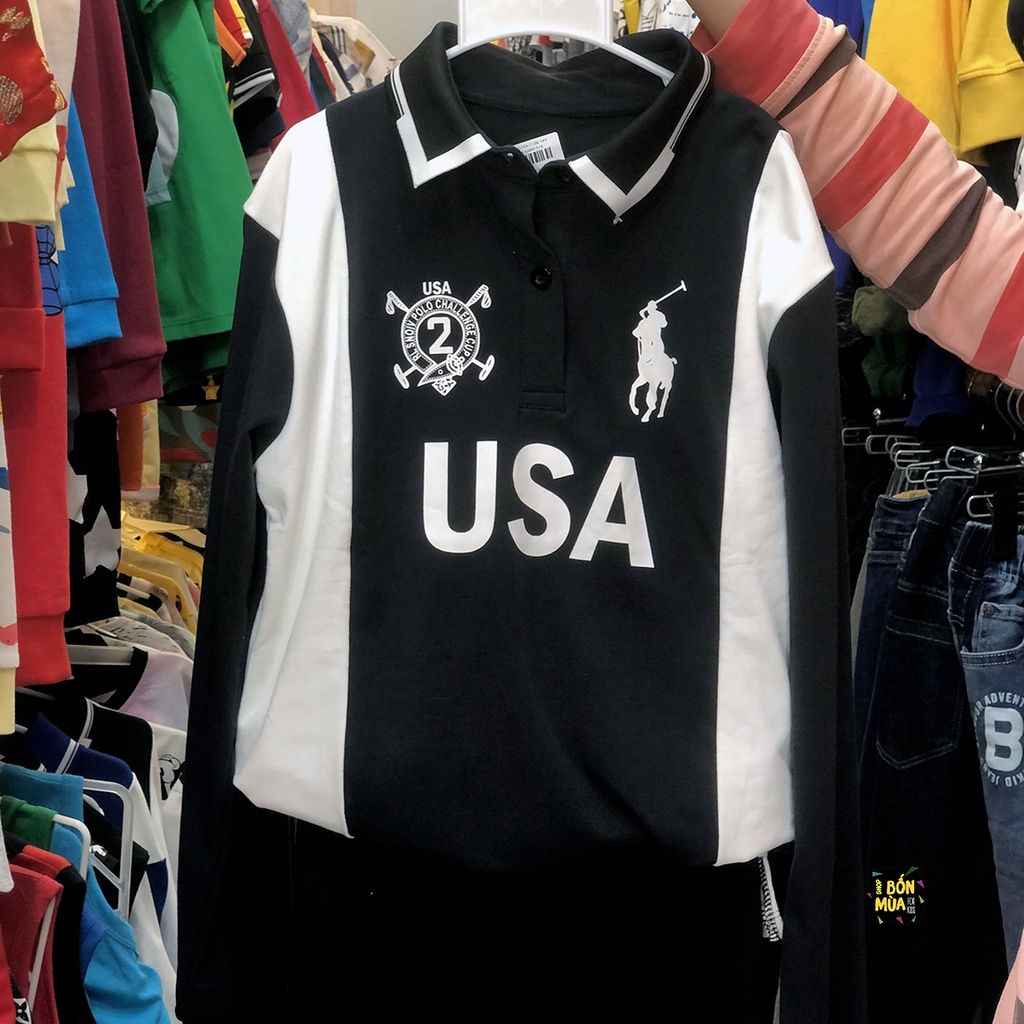 Áo Thun Dài Tay Bé Trai Size Đại 20-45kg 🍐🍐 Áo Polo Dài Tay Cho Bé Trai - Shop Bốn Mùa