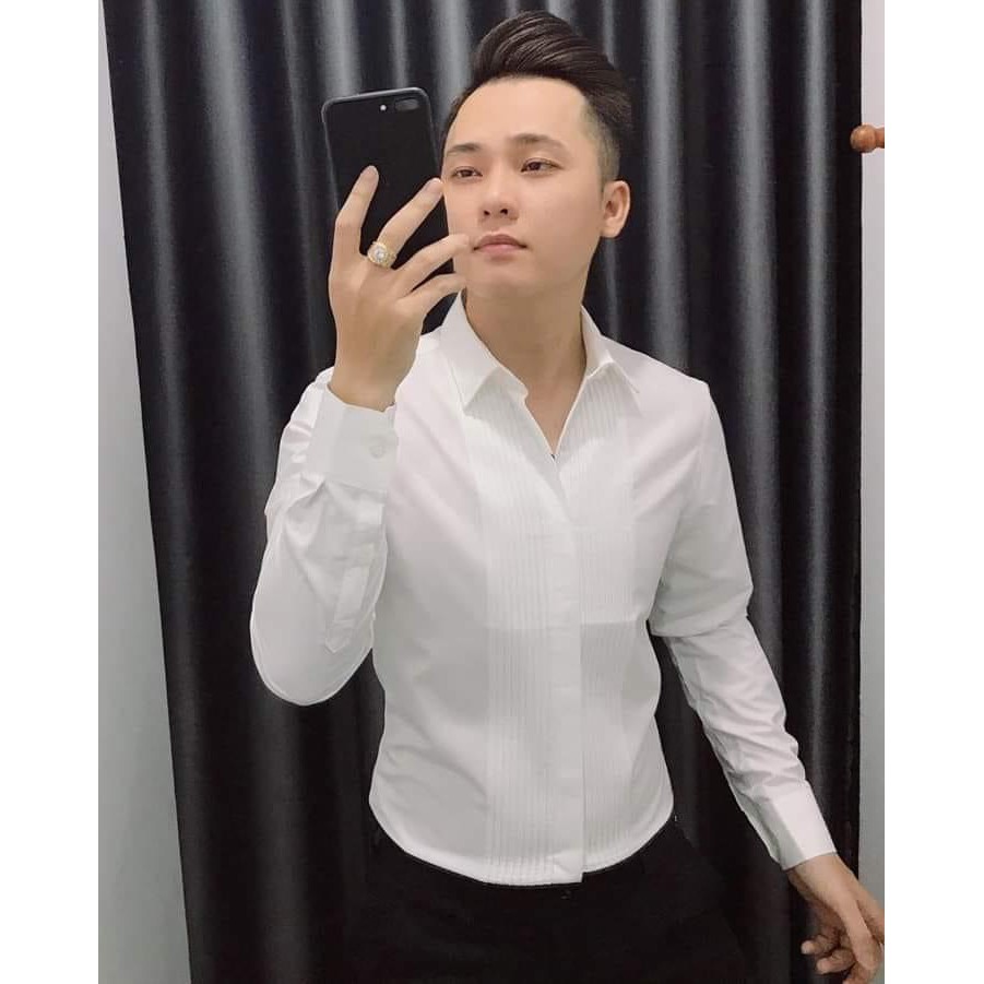 ÁO SƠ MI NAM TRẮNG XẾP LY CỰC NAM TÍNH | FORM CHUẨN cao cấp | BigBuy360 - bigbuy360.vn