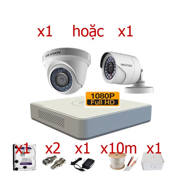 Trọn bộ 1 Camera Hikvision FULL HD1080P (2MP)