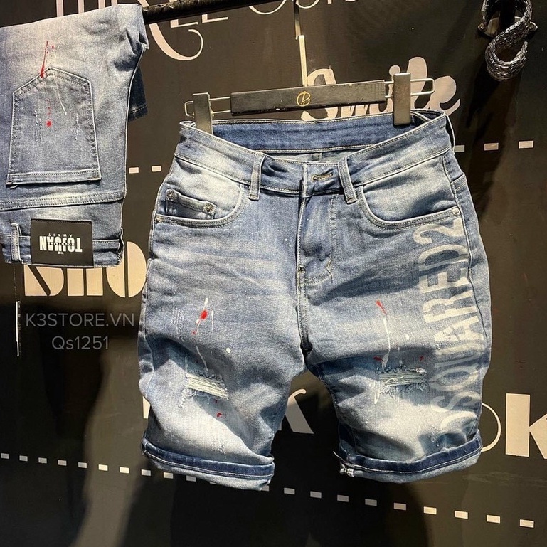 QUẦN BÒ JEAN NAM ĐEN RÁCH THÊU LOGO ĐẸP MẪU MỚI HOT,CHẤT JEAN CO GIÃN CHUẨN SHOP8