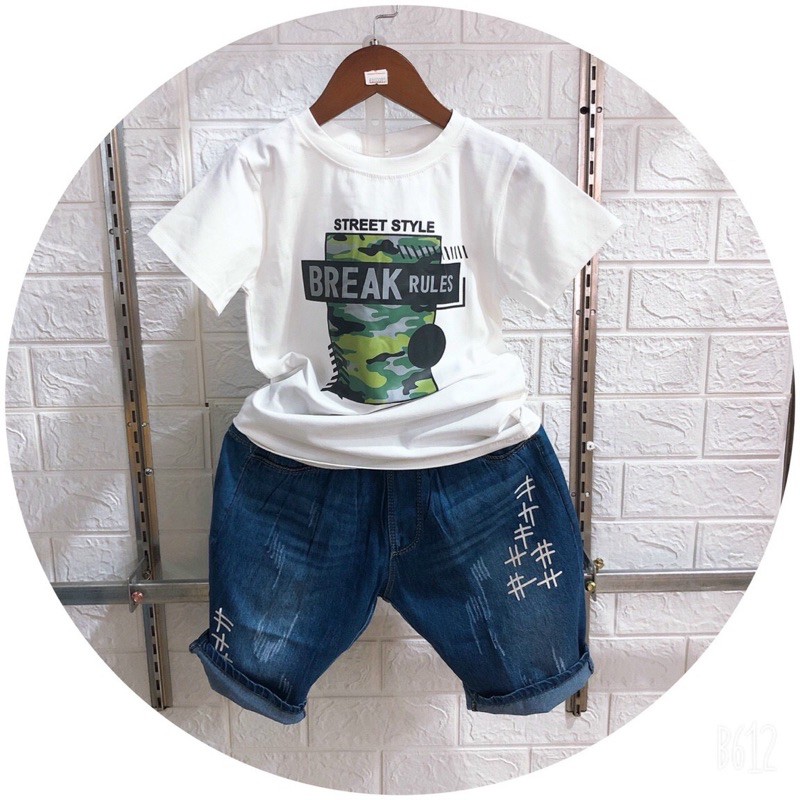 Set quần bò - áo phông QC chất đẹp size 18-25kg