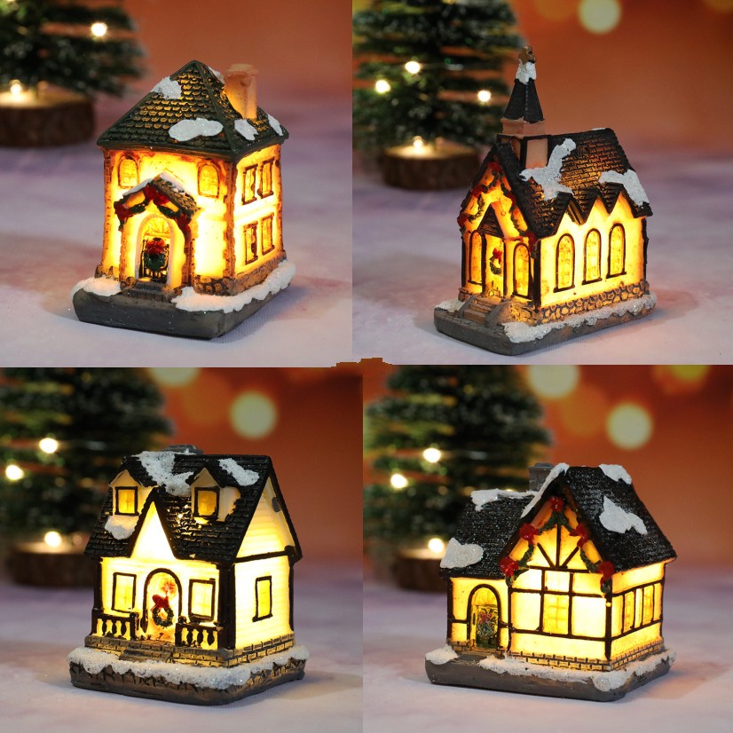 Ngôi Nhà Tuyết Có Đèn Led Phát Sáng Trang Trí Giáng Sinh / Năm Mới