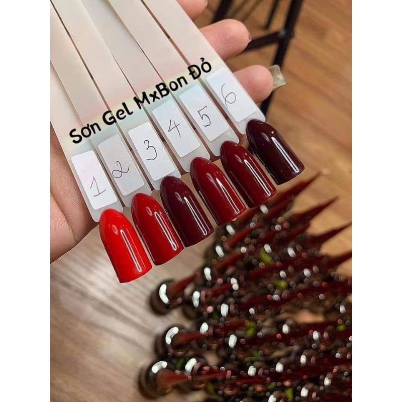 Sét sơn gel Mxbon 6 màu đỏ, sơn gel Mxbon 6 màu đỏ đẹp hót