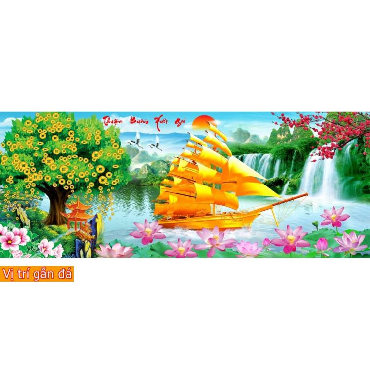 Tranh đính đá Thuận Buồm Xuôi Gió KT:150-66cm