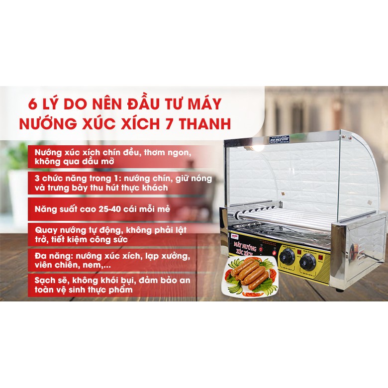 Máy Nướng Xúc Xích 5 thanh,7 Thanh , 10 thanh NEWSUN-Hàng Chính hãng- Năng suất tới 60 cái/mẻ, tiết kiệm chi phí