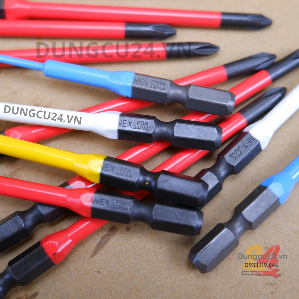Mũi vít nhật ANEX, 4 cạnh PH00/ mũi vít PH0/PH1/PH2 mũi vít chuẩn chân ngắn