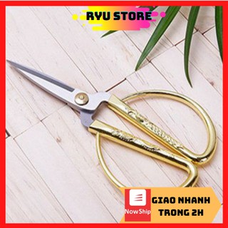 Kéo rồng cán vàng ❤️𝑭𝑹𝑬𝑬𝑺𝑯𝑰𝑷❤️ Kéo Họa Rồng Phượng Tinh Tế size lớn 2 màu vàng - trắng