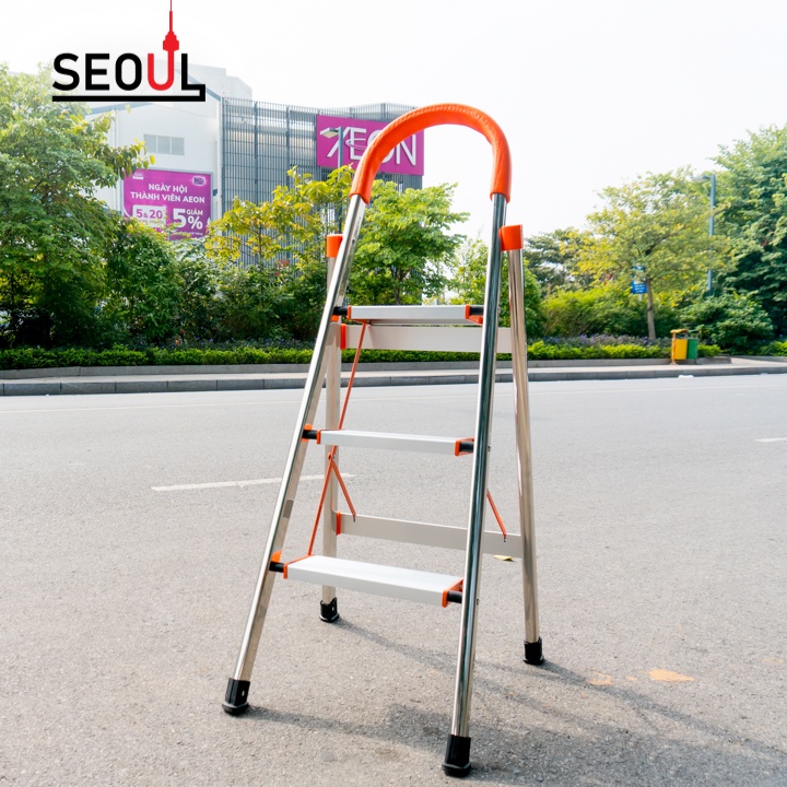 Thang nhôm ghế 3 bậc DAMITA cao cấp inox 304 bảo hành 24 tháng