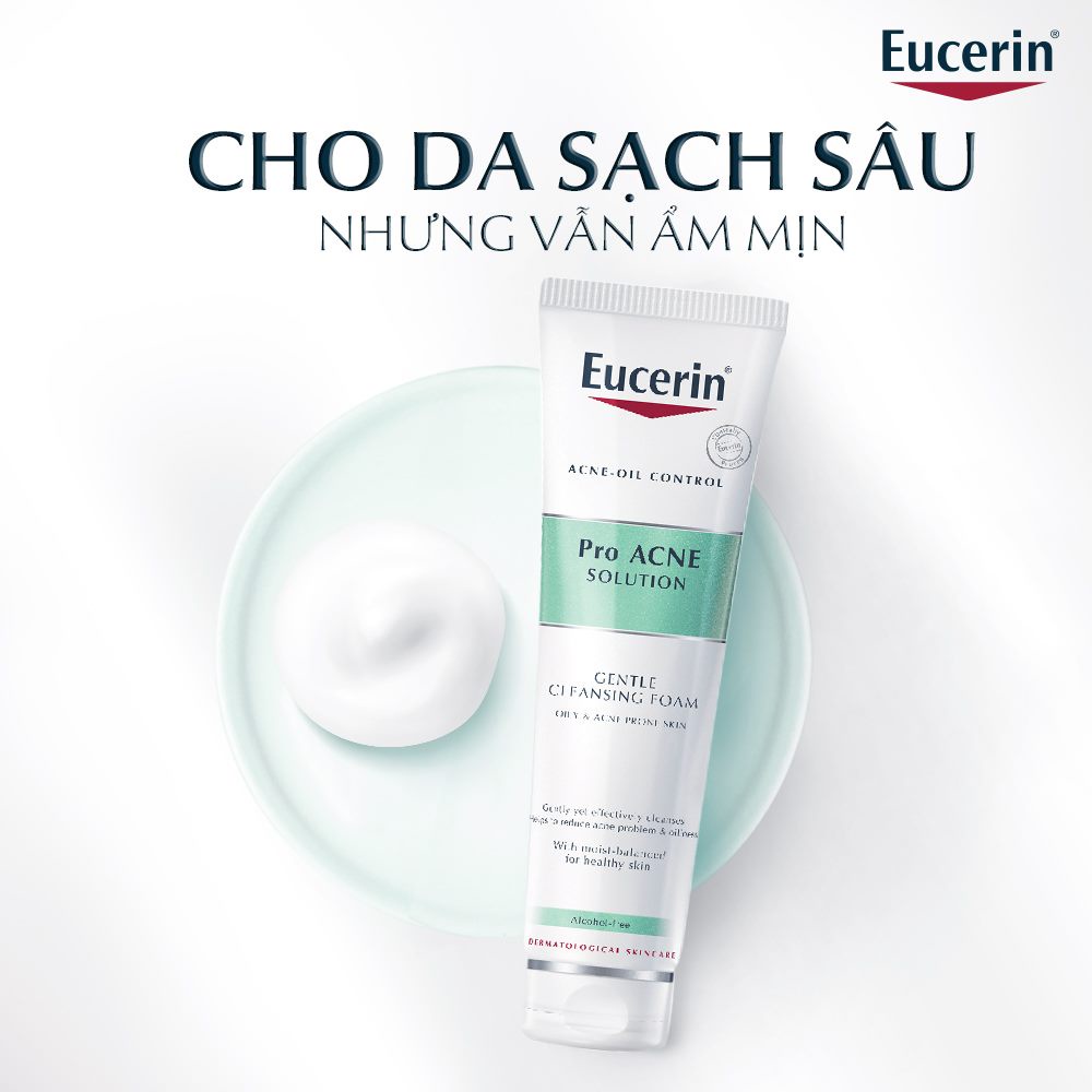 Eucerin Sữa Rửa Mặt Tạo Bọt Dịu Nhẹ Cho Da Mụn Eucerin Pro Acne Solution Gentle Cleansing Foam 150g