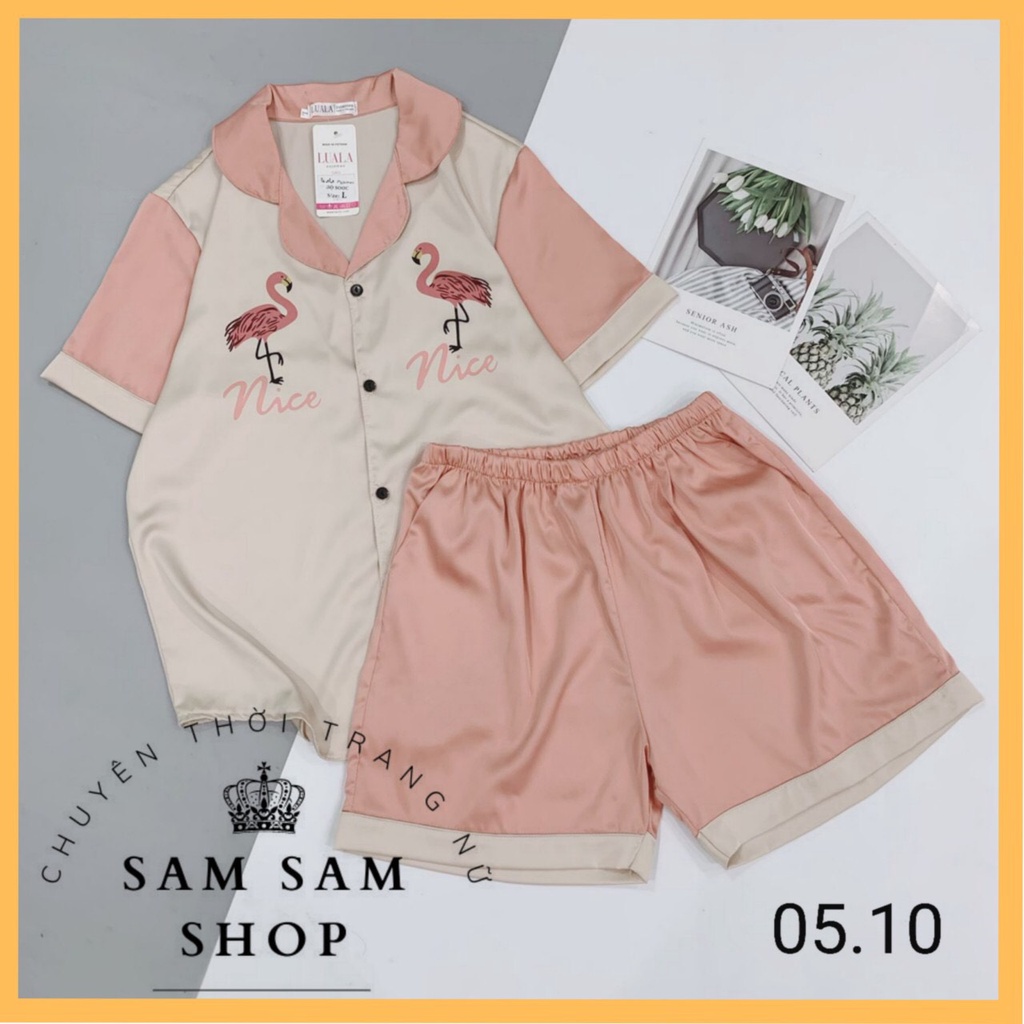 Đồ ngủ nữ, pijama lụa, bộ mặc nhà mềm mịn áo cộc quần dài size 40-65kg - Sam Sam Shop