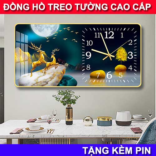 Tranh đồng hồ tráng gương cao cấp công nghệ nhật bản phủ bóng tráng gương pha lê siêu sáng siêu nét chống xước tăng pin