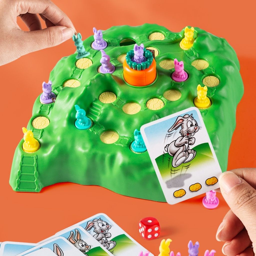 Trò chơi bẫy thỏ bản nâng cấp cho trẻ 3 tuổi+ Board game thỏ & rùa vượt bẫy cà rốt