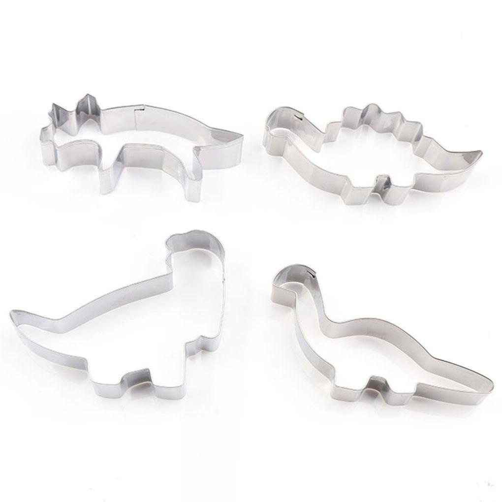 Set 4 Khuôn Làm Bánh Quy Tạo Hình Khủng Long Bằng Thép Không Gỉ