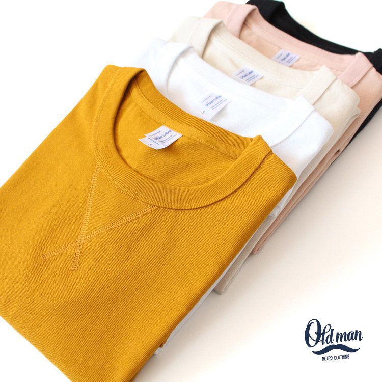 Áo Thun Nam Cổ Bo Chữ V OLDMAN, Cổ Tròn, Tay Đùi Ngắn Cổ Điển 245g Cotton, Áo Thun Vintage Retro Basic Dày Dặn