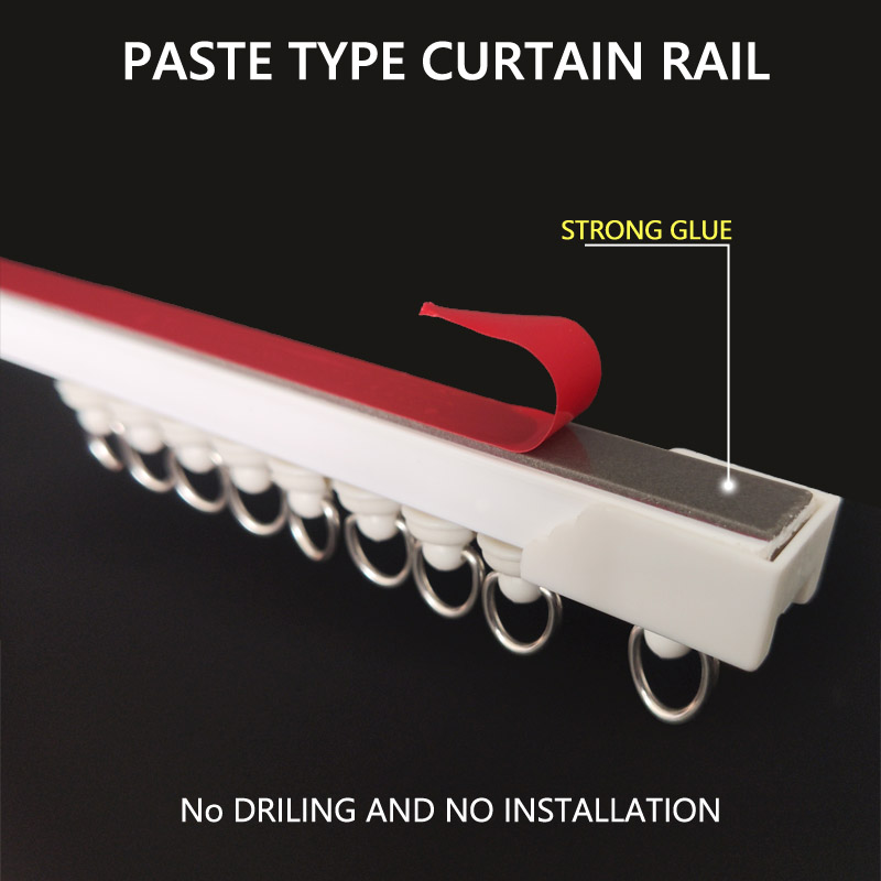 Dán loại ray tự dính theo dõi cho rèm cửa tủ Rèm cửa sổ Bay Window Mute Slide Rail Cài đặt nhanh