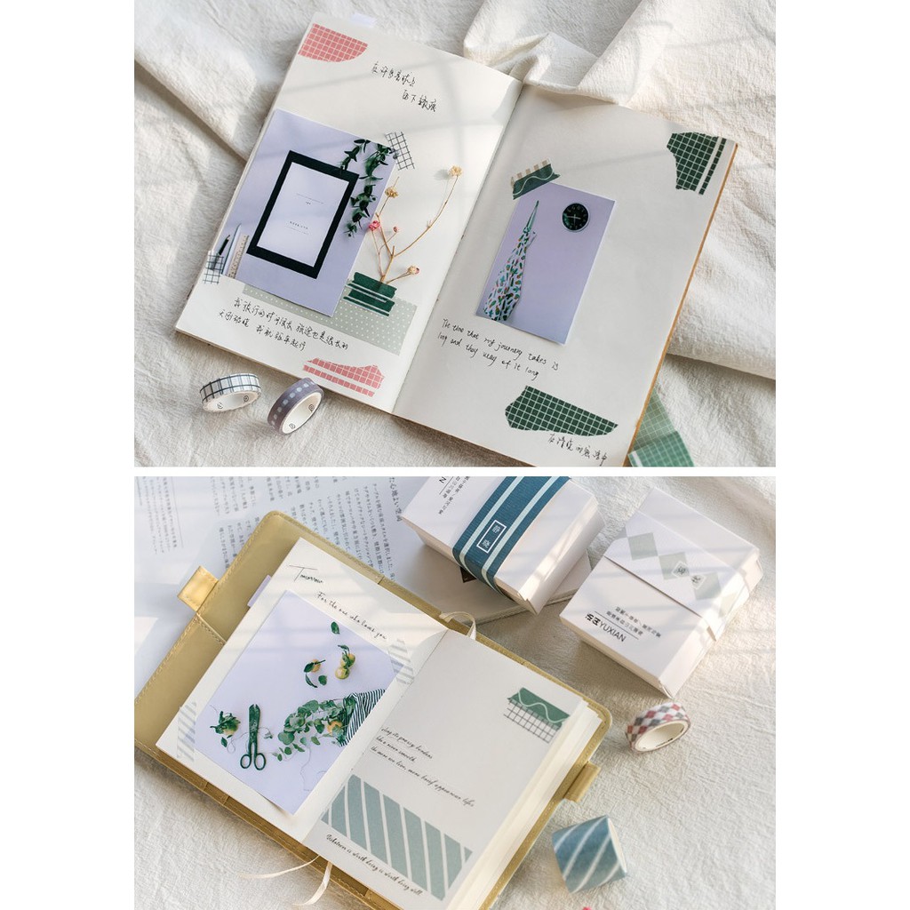 Set băng dính washi tape caro trang trí planner WST232