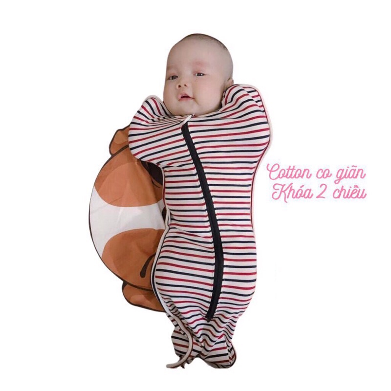 Khăn quấn bé, nhộng quấn chũn, túi ngủ giúp bé ngủ ngon không giật mình chất cotton co giãn 4 chiều mỏng mát cho bé