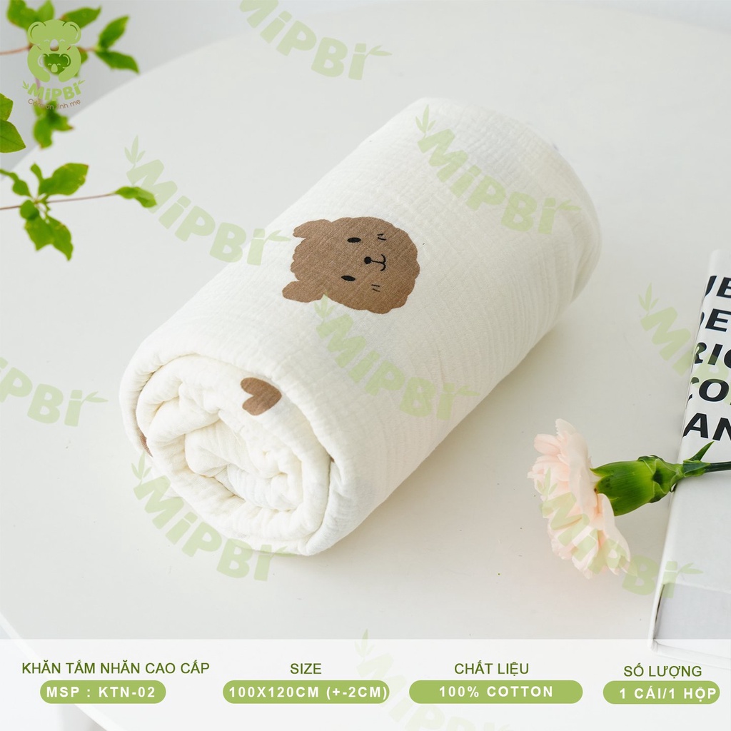 MIPBI  Khăn Sữa Xô Nhăn em bé Hộp 6 Chiếc 30x30cm