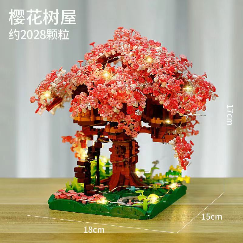 Bộ đồ chơi lắp ráp ngôi nhà trên cây hoa anh đào giáo dục dành cho bé