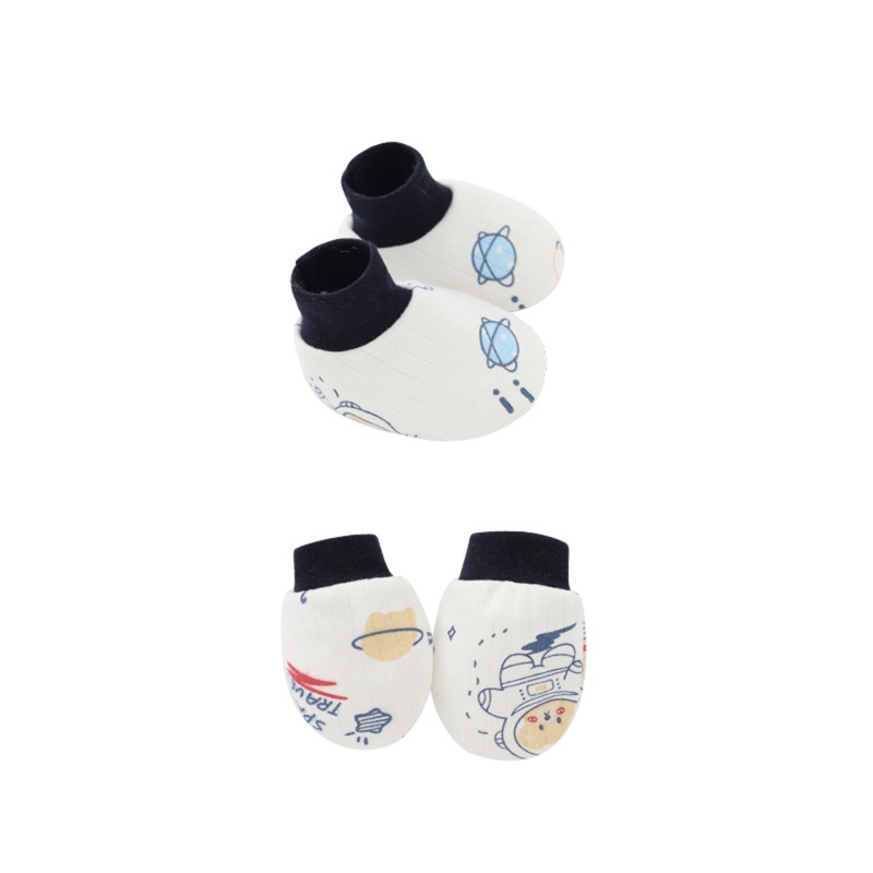 Bộ 2 Đôi Găng Tay Và Vớ Bằng Cotton Mềm Mại Chống Trầy Xước Dành Cho Bé Trai