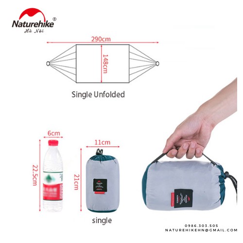 [Đủ phụ kiện, Freeship Extra] Võng đơn gấp gọn siêu nhẹ, full phụ kiện, bền, tải trọng lớn Naturehike - NH17D012-C | BigBuy360 - bigbuy360.vn