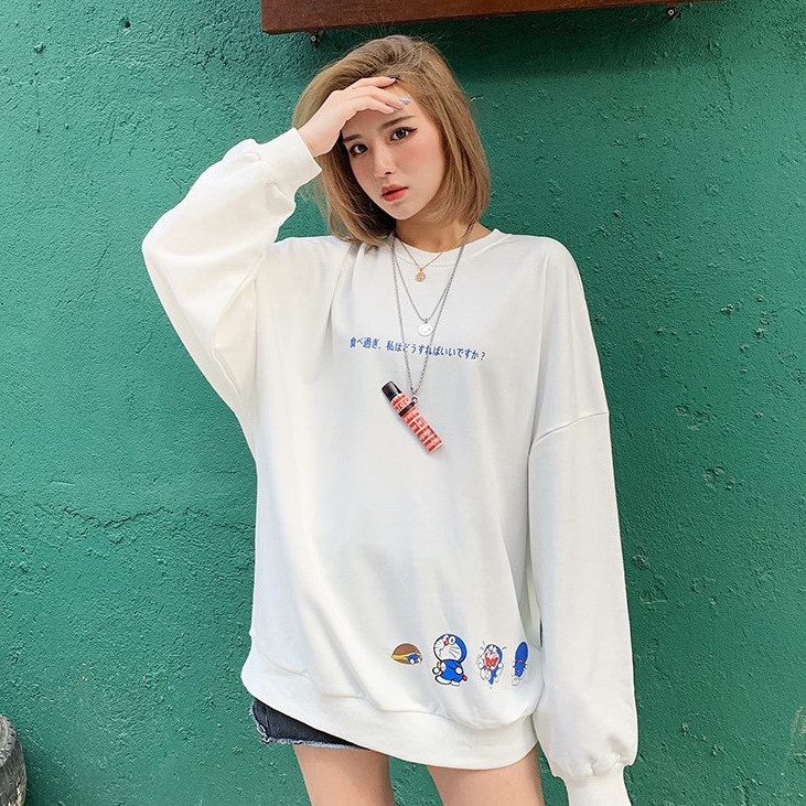Áo thun nữ dài tay in hình Doraemon thời trang