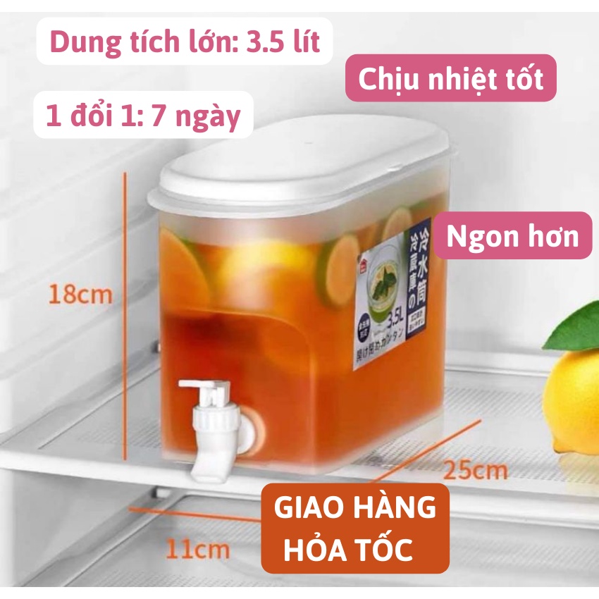 Bình đựng nước /chanh/detox có vòi cao cấp 3.5L để trong tủ lạnh uống siêu mát T8 dientu5.0