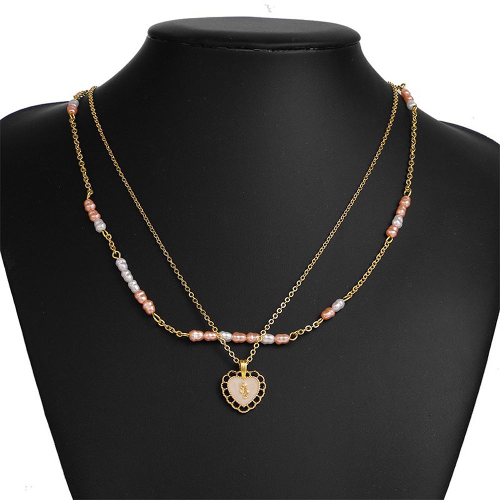 Vòng cổ choker hai lớp mặt hình trái tim phong cách Hàn Quốc ngọt ngào thanh lịch cho nữ