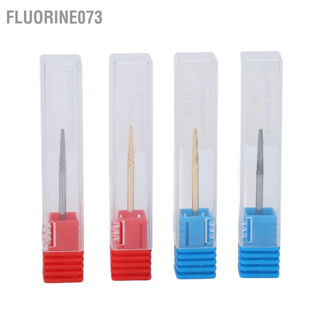 Fluorine073 4 cái Nail Art Drill Bits Set Loại bỏ Keo dán móng tay Vonfram Thép Phổ dụng Đánh bóng Móng Mài