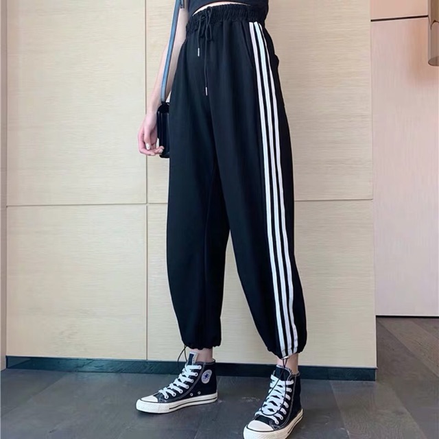 [Sẵn] QT1_Quần thể thao dáng thụng 3 sọc ulzzang