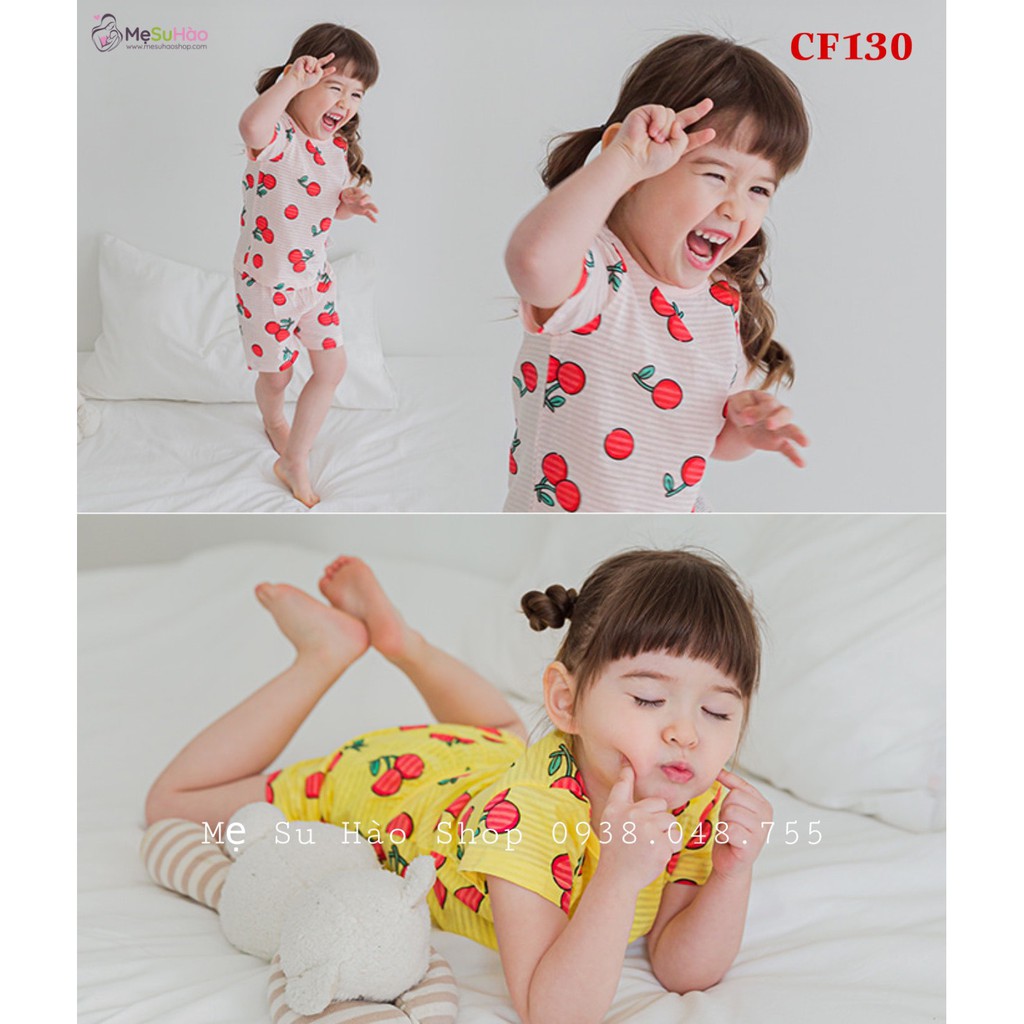Bộ ngắn tay bé gái mẫu Cherry xinh hãng Cordi_i , cotton 100%, mã CF130