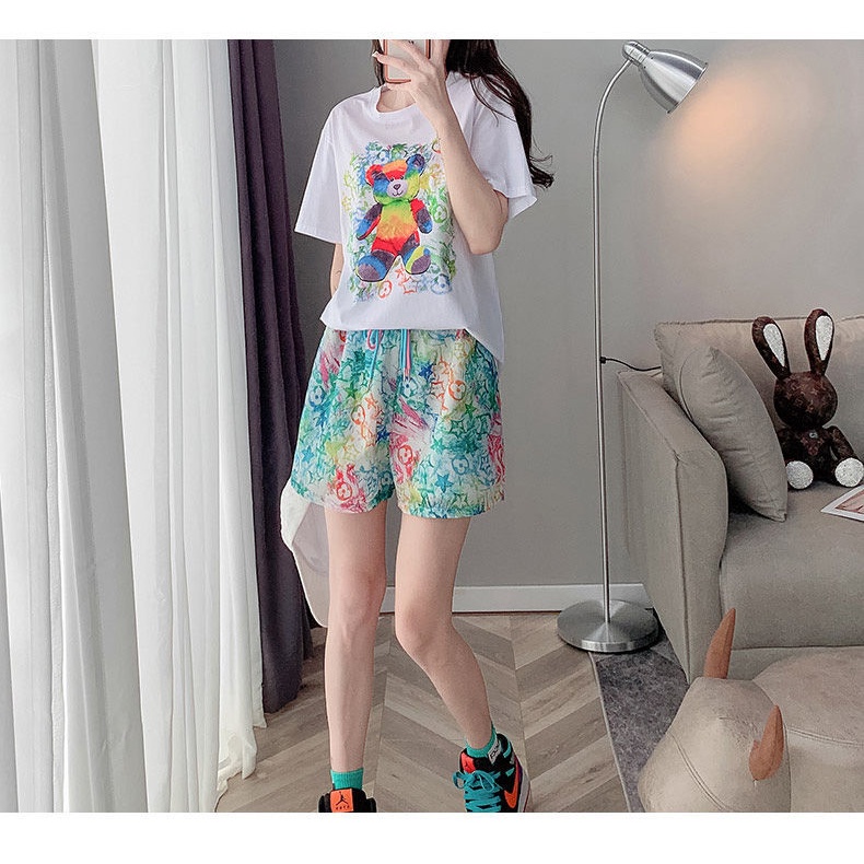 Quần Short Nữ Lưng Cao In Họa Tiết Lv Size M-2XL