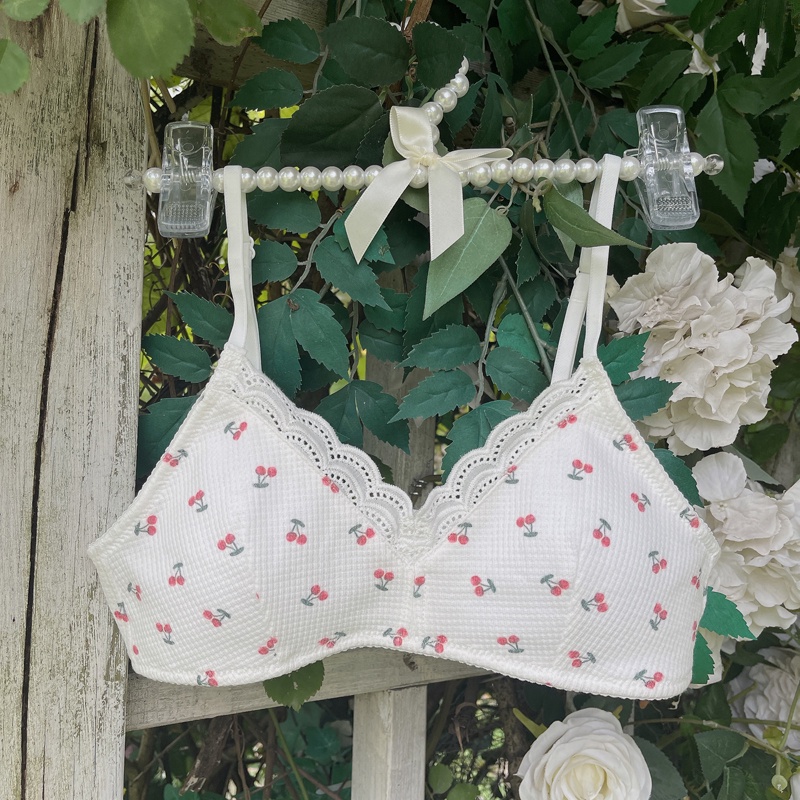Áo Ngực Cotton Mềm Không Đường May Nâng Ngực In Họa Tiết Trái Cây Chất Lượng Cao Thoải Mái Cho Nữ