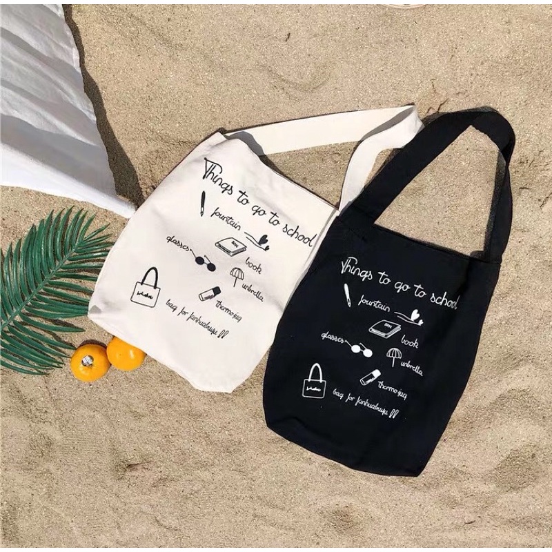 (Inochi) Túi Tote Vải Vintage tote bag Living School