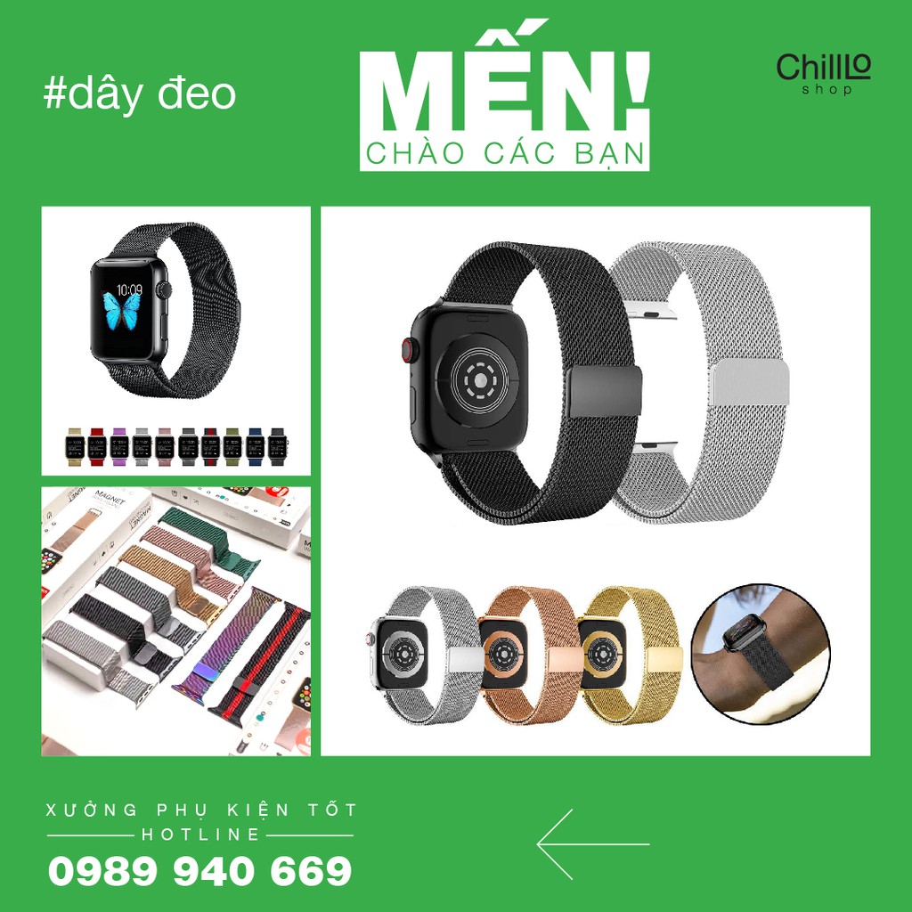 Dây Đeo Apple Watch Thép Không Gỉ Khóa Nam Châm - Đồng Hồ Thông Minh Series 6/ 5/ 4/ 3/ 2/ 1 - Size 38mm 40mm 42mm 44mm