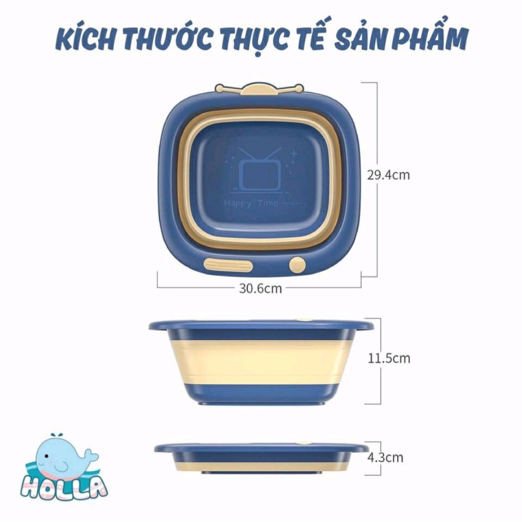 [Có Ảnh Thật] Chậu Rửa Mặt Silicon Gấp Gọn Hình Tivi Dễ Thương Cho Bé