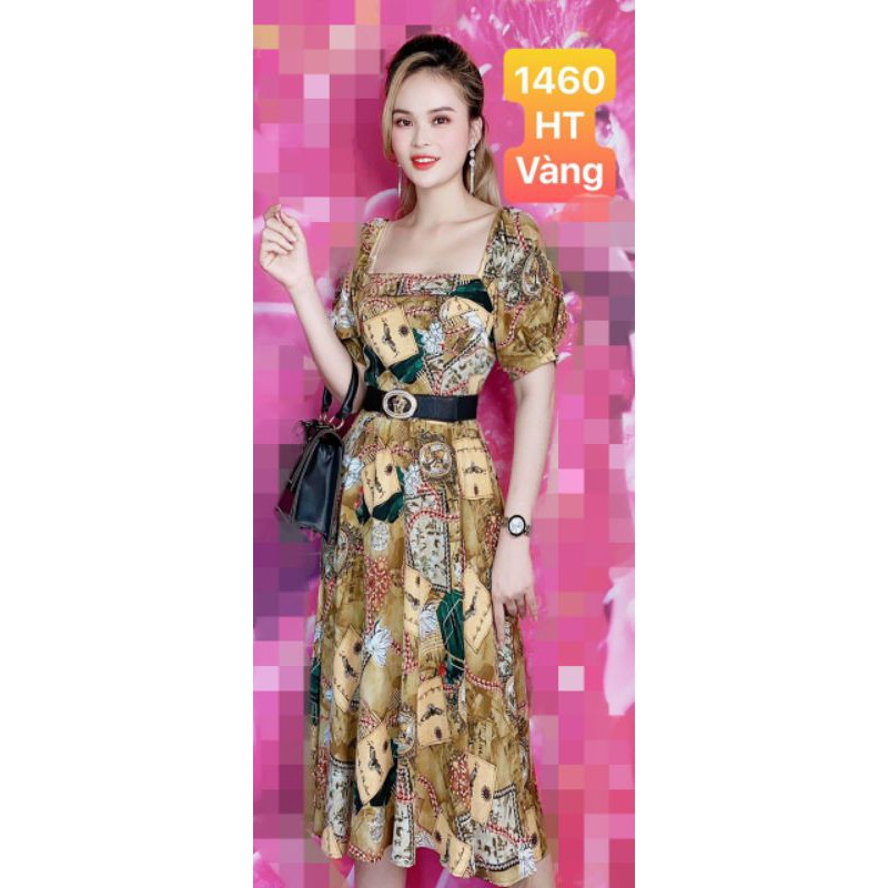 Đầm Xoè Cỗ Vuông tay bòng | BigBuy360 - bigbuy360.vn